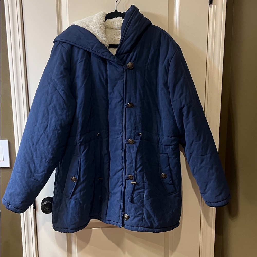 Navy Blue Women's Hooded Jacket ELETER - Picture 7 of 14